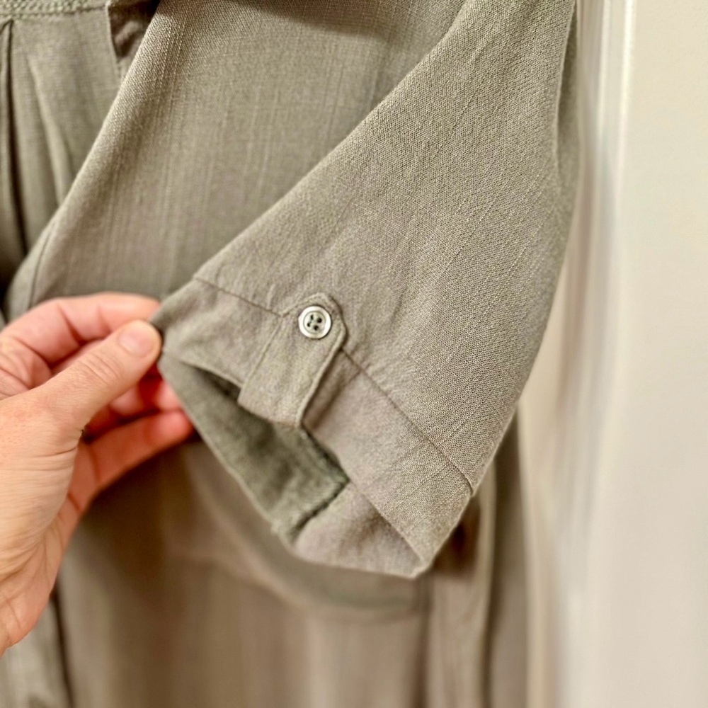 EUC/Like New - Lulus Oxford Comma Olive Green Shirt Dress - Size L - Picture 4 of 8